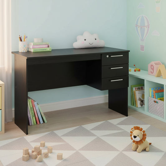 Bureau 3 tiroirs noir chambre enfant  - Espace Enfant