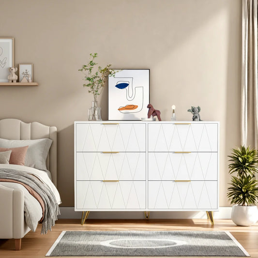 Commode blanche 6 tiroirs salon - Espace Enfant