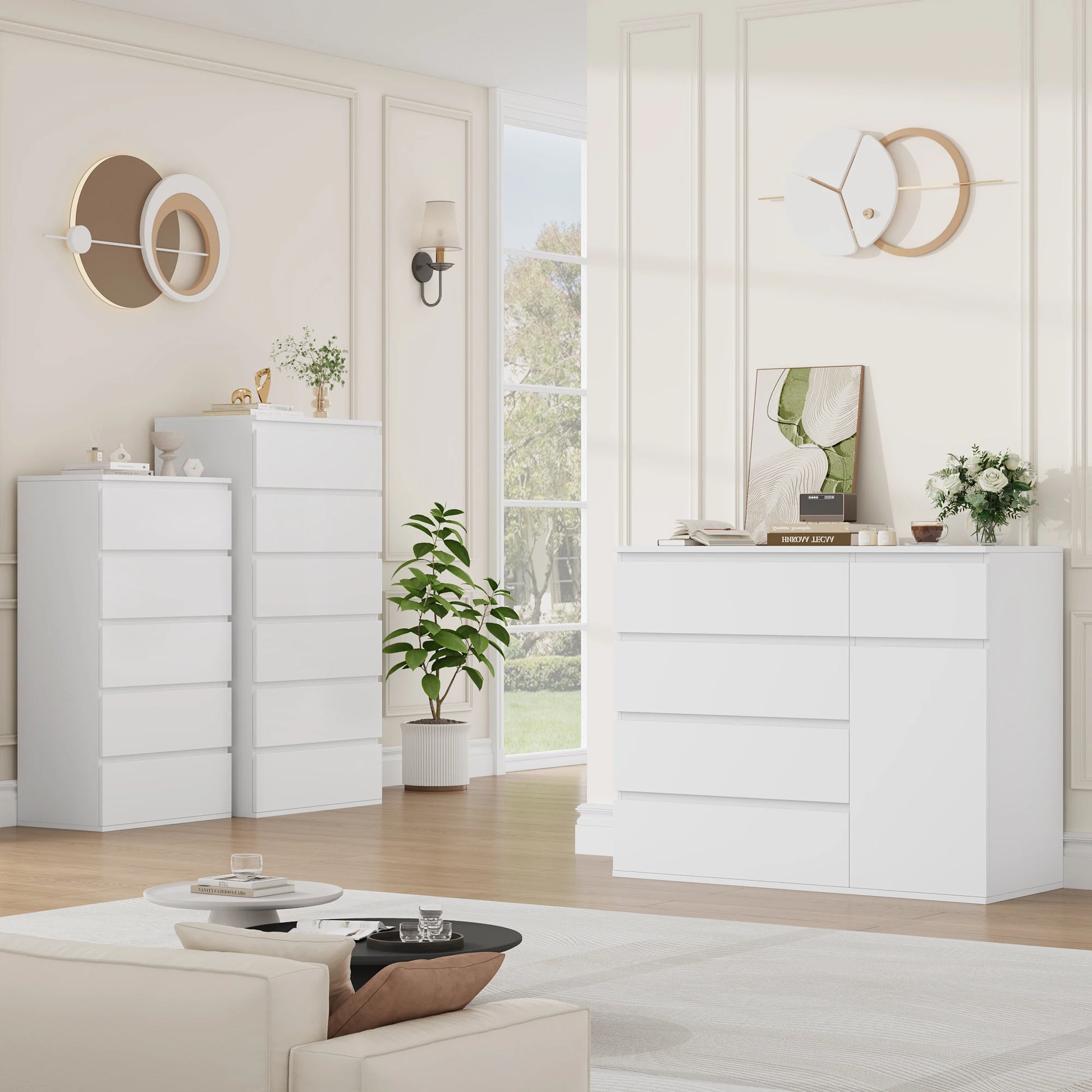 Commode blanche dans salon - Espace Enfant