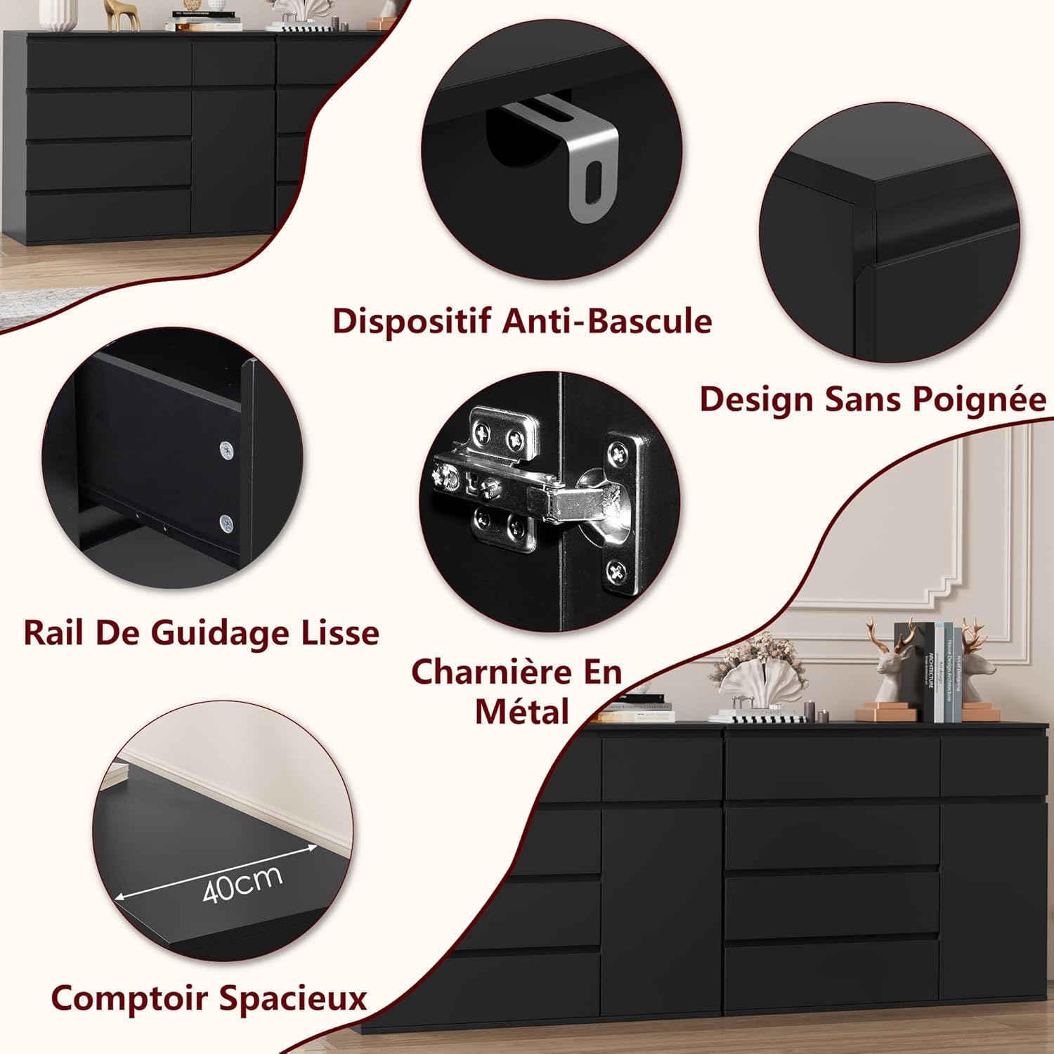 Commode noir moderne - Espace enfant
