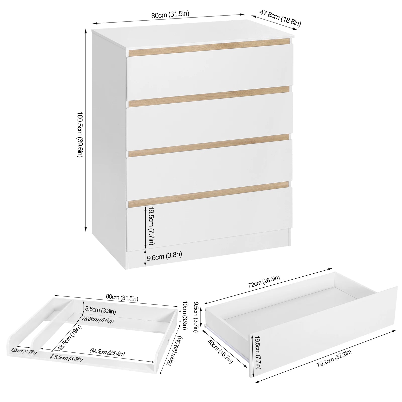 Dimensions commode bébé - Espace Enfant