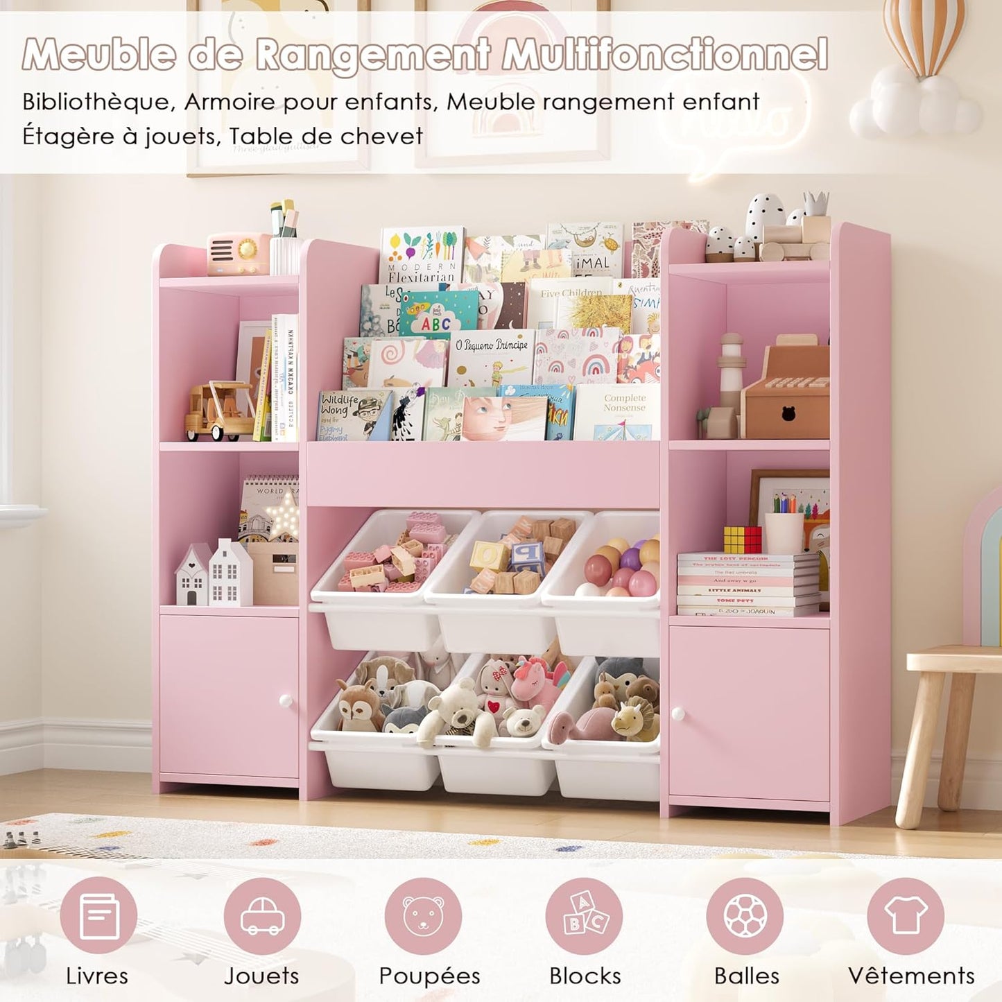 Meuble de rangement jouet enfant/bébé détail -Espace Enfant