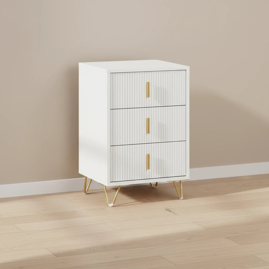 Table de chevet 3 tiroirs blanc - Espace Enfant