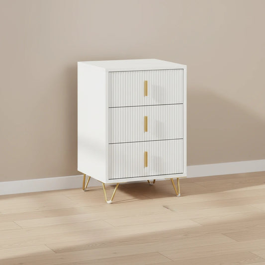 Table de chevet 3 tiroirs blanc - Espace Enfant