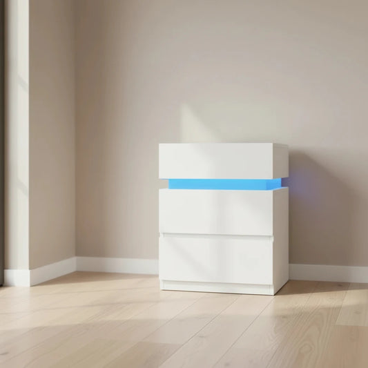 Table de chevet blanche LED - Espace Enfant