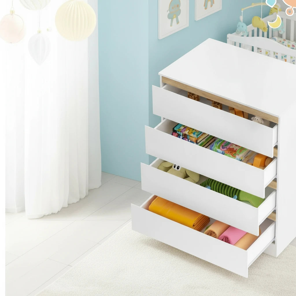 Table à langer tiroirs chambre bébé - Espace Enfant